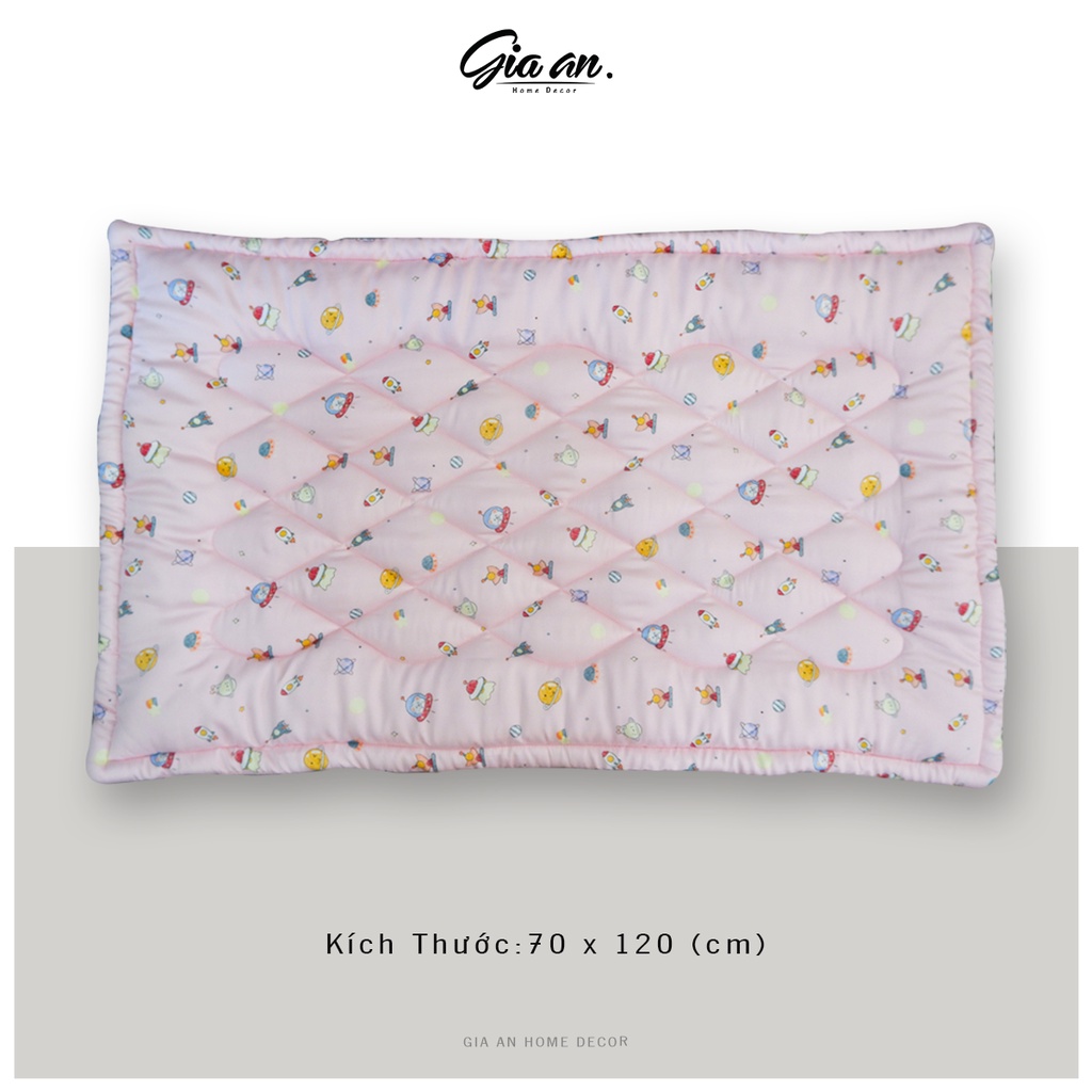 Tấm lót đệm Tencel size 80x140cm chần dày bông cho bé đi học