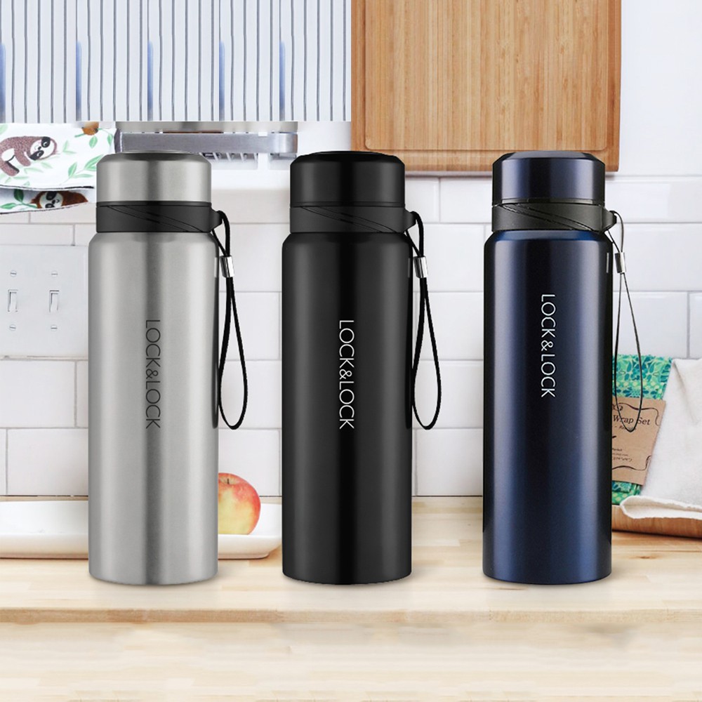 Bình Giữ Nhiệt 800ml Lock&Lock Vacuum Bottle LHC6180 - Thép Không Gỉ, Lưới Lọc Trà, Dây Treo