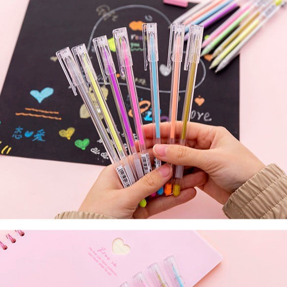 Combo 6 Bút Nhũ Bút Dạ Quang Nhiều Màu Viết Thiệp Viết Trang Trí Quà Tặng Cho Bé