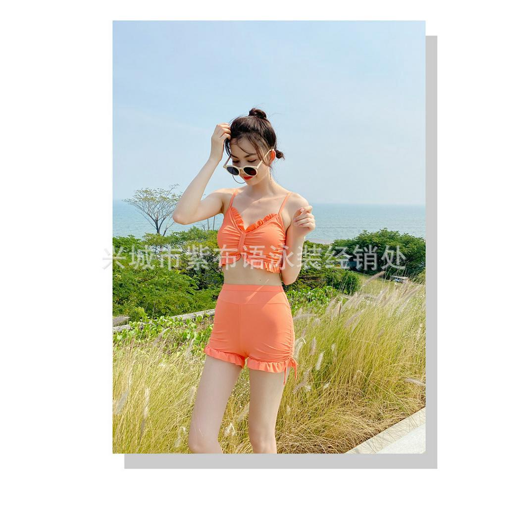 Bikini 2 mảnh set 3 chi tiết đồ bơi cho nữ áp bra kèm quần nhún bèo và áo lưới phong cách thể thao năng động 0376 A-45