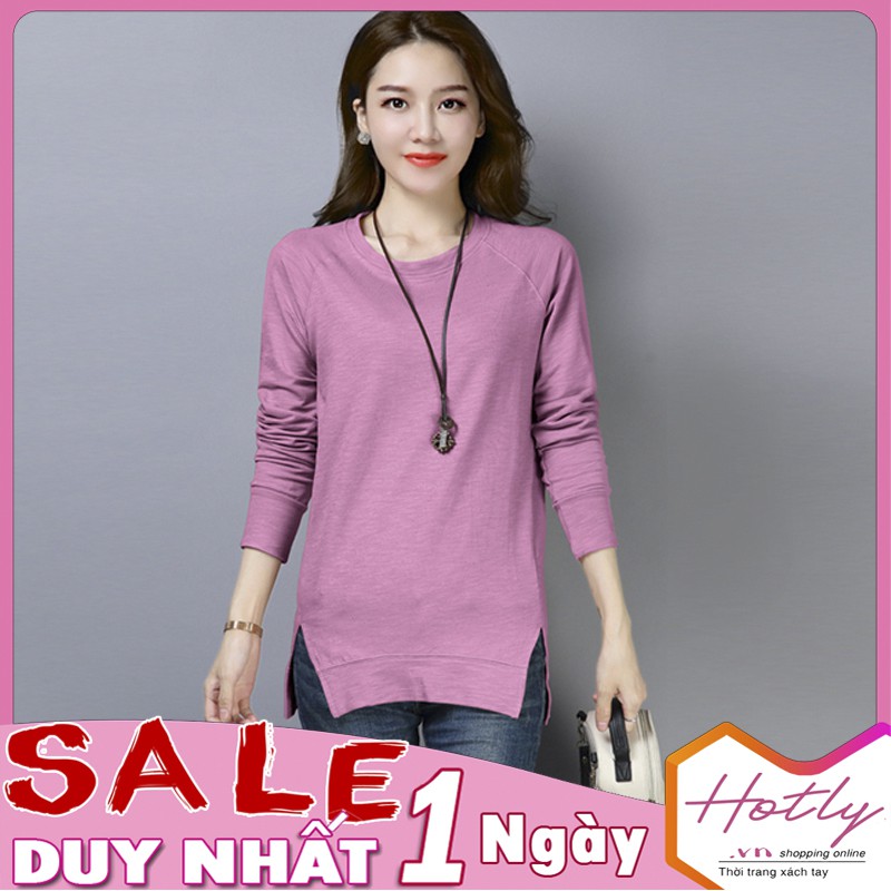 Áo thun nữ phôm dài thời trang thiết kế vạt áo xẻ dài độc đáo 102