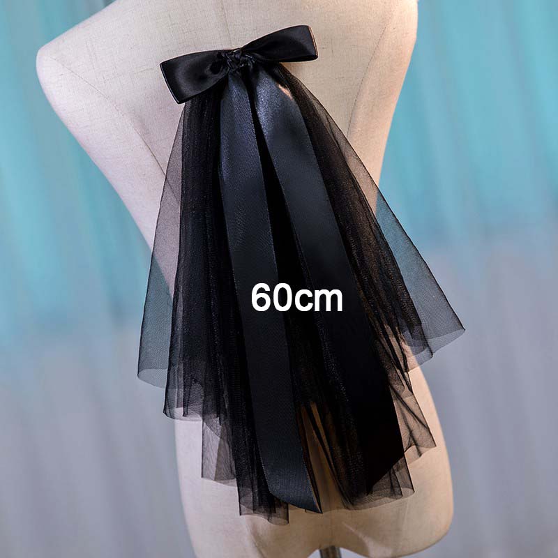 Khăn che mặt thắt nơ màu trơn đơn giản cho cô dâu