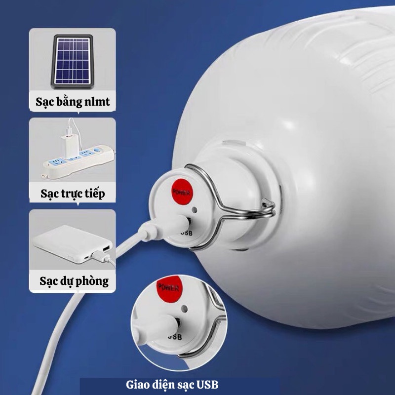 Bóng Đèn Tích Điện Bóng Đèn Led Sạc Tích Điện Đa Năng Bi 3 Chế Độ Sáng Đèn Led Akio