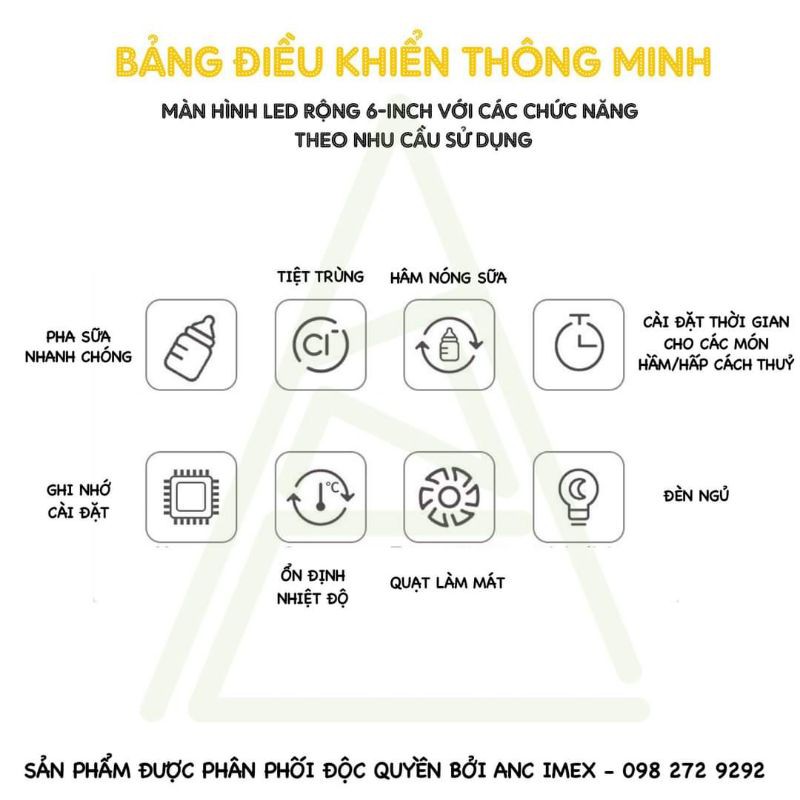 BẢO HÀNH CHÍNH HÃNG - ẤM BÌNH ĐUN NƯỚC PHA SỮA GIỮ NHIỆT BURABI ĐA CHỨC NĂNG