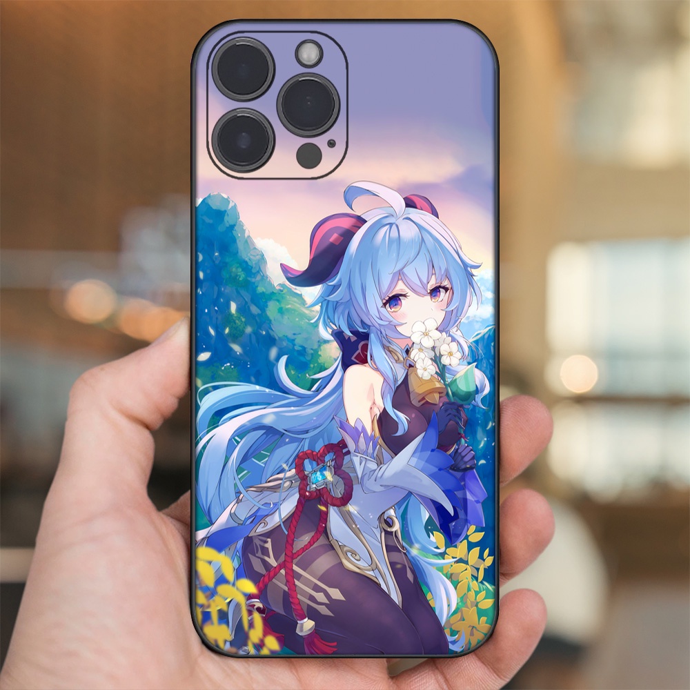 Ốp lưng iPhone 13 Pro Max dẻo đen cạnh vuông in hình Ganyu Genshin Impact