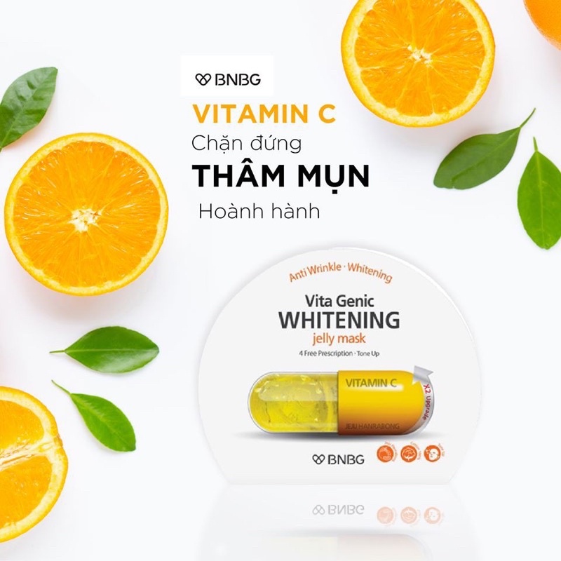 Combo 5 miếng Mặt nạ giấy vàng dưỡng da trắng sáng và đều màu BNBG Vita Genic Whitening Jelly Mask  30ml x5
