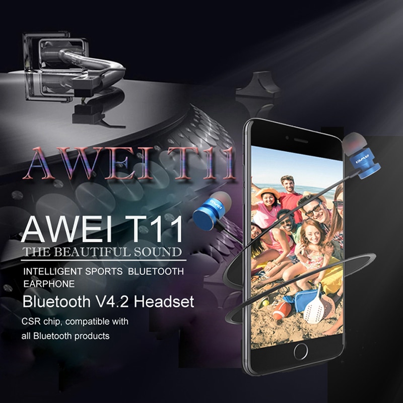 Tai Nghe Bluetooth Thể Thao Awei T11 Có Mic Dành Cho Iphone 11 Samsung Xiaomi Huawei