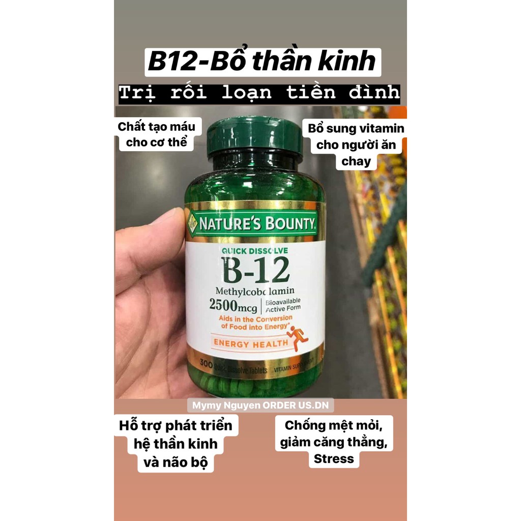 Viên uống Nature’s Bounty Vitamin B12 2500mcg 300 viên