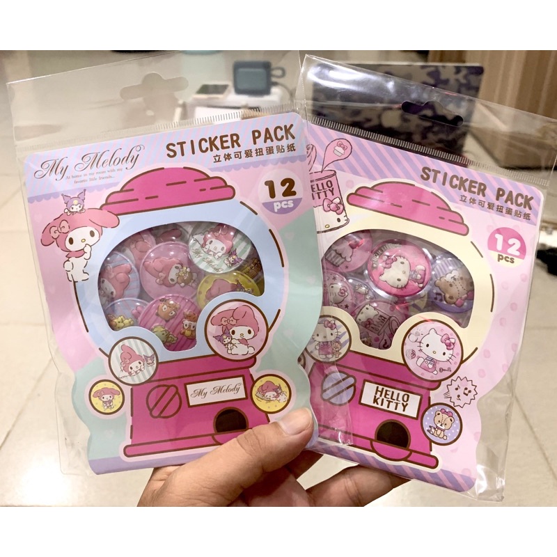 Sticker 3D Hello Kitty , My Melody hộp 12 cái dễ thương