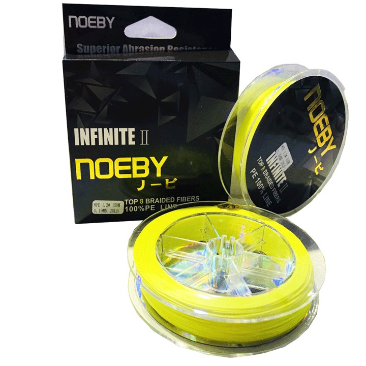 Dây dù câu cá PE Noeby Infinite II màu vàng 150m, siêu mịn công nghệ Nhật Bản, Dây PE chìm lửng câu cá lóc,cá chẽm...