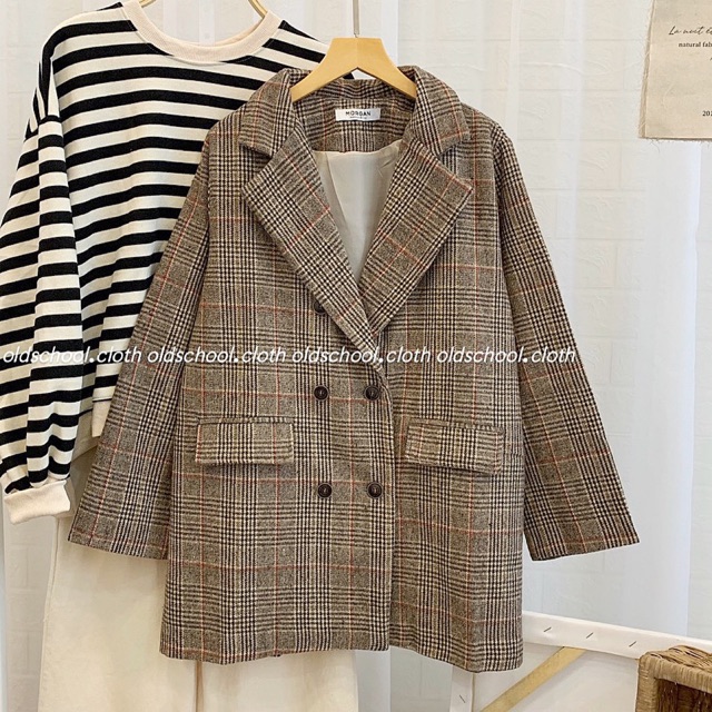 BLAZER DẠ GAI CARO 6 NÚT (ảnh thật / có sẵn)