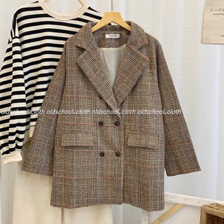 BLAZER DẠ GAI CARO 6 NÚT (ảnh thật / có sẵn)