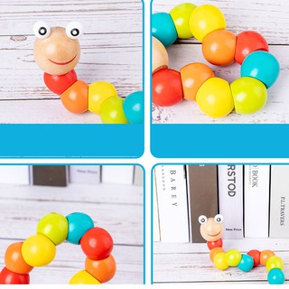 Combo 4 món đồ chơi cho trẻ đồ chơi gỗ cho bé ( Đàn,Sâu gỗ,tháp 7 màu,luồn hạt mini)