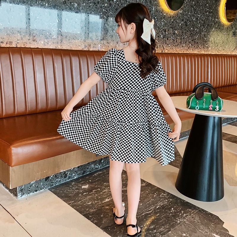 Đầm Chiffon Mỏng Sọc Ca Rô Thời Trang Mới Dành Cho Bé Gái 2022