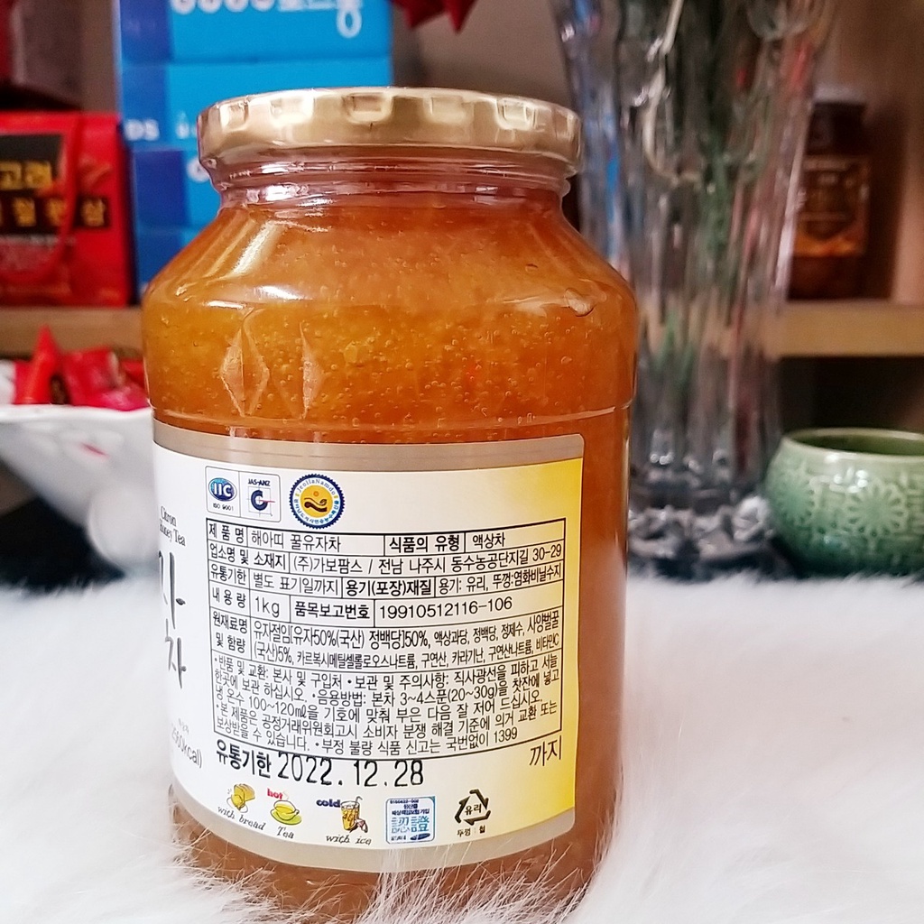Mật ong chanh đào Hàn Quốc Nắp Vàng 1kg | BigBuy360 - bigbuy360.vn