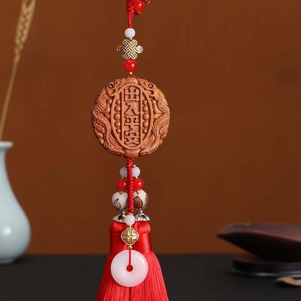 Phụ Kiện Trang Trí Xe Hơi Bằng Gỗ Đào Handmade Phong Thủy Trung Hoa