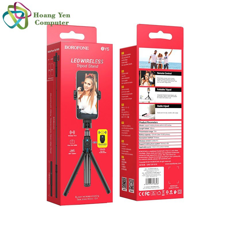 Gậy Tự Sướng Mini Kiêm Tripod Borofone BY5 Kết Nối Qua Bluetooth - BH 1 Năm