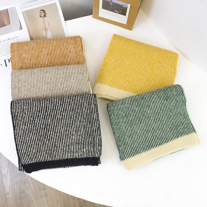 Khăn Choàng Cổ Giữ Ấm Họa Tiết Kẻ Sọc Thời Trang Cho Nữ