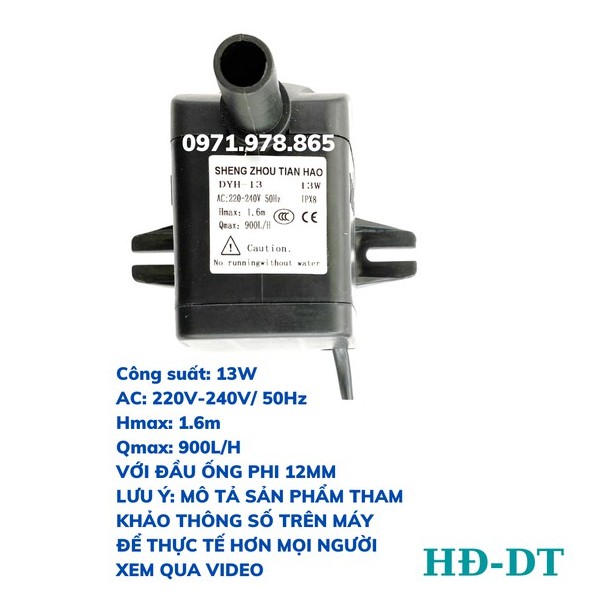 Bơm chìm mini, 4W 8W 13W 16W 18W 25W điện 220V, Bơm quạt hơi nước, Bể cá thủy sinh, Hòn non bộ, Thác nước