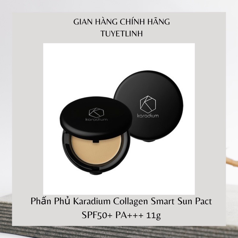Phấn Phủ Collagen Siêu Mịn,Che Khuyết Điểm, Kiềm Dầu Hiệu Quả Karadium Collagen Smart Sun Pact 11g ( 100% Hàn Quốc)