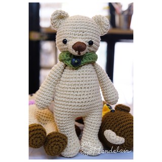 Thú len móc 23cm Amigurumi handmade hình gấu khăn choàng dễ thương chất lượng