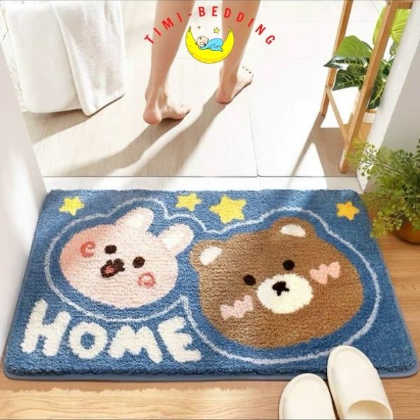 Thảm lau chân lông cừu 5D , Thảm chùi chân mẫu mới - chống trượt, thấm nước - Timibedding
