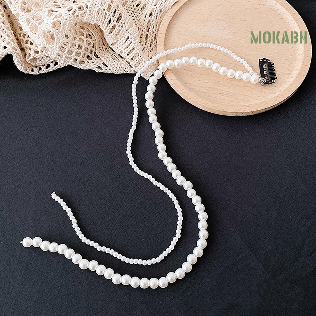 Băng Đô Cài Tóc Đính Ngọc Trai Giả Ngọt Ngào Cho Cô Dâu