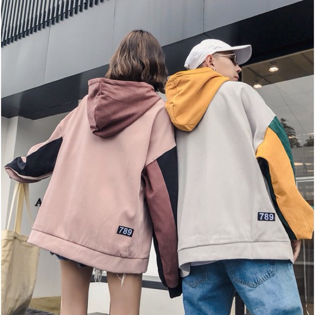 ẢNH THẬT ÁO ĐÔI HOODIE NAM NỮ PHỐI 3 MÀU