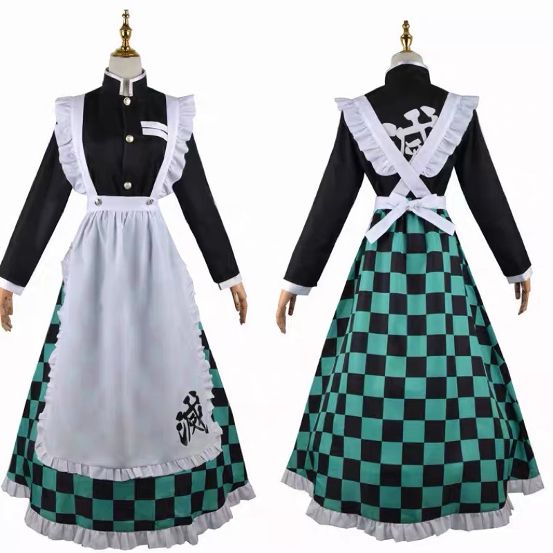 Set trang phục cosplay hoá trang maid hầu gái kimetsu no yaiba kny demon slayer shinobu tanjirou zenitsu inosuke