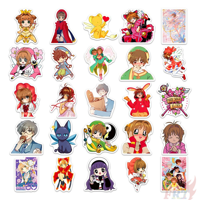 50Pcs/Set ❉ Card Captor SAKURA Series 01 Stickers ❉ Anime Kinomoto Sakura LI SYAORAN CERBERUS DIY Fashion Luggage Laptop Skateboard Doodle Decal Stickers