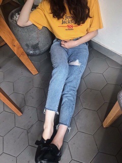 Quần jean baggy rách gối