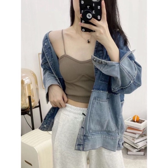 Áo Lót Nữ , Áo Bra Len Tăm Cúp Ngực Dáng Lửng Phong Cách Hàn 2820 chất đẹp, thoáng hút mồ hôi