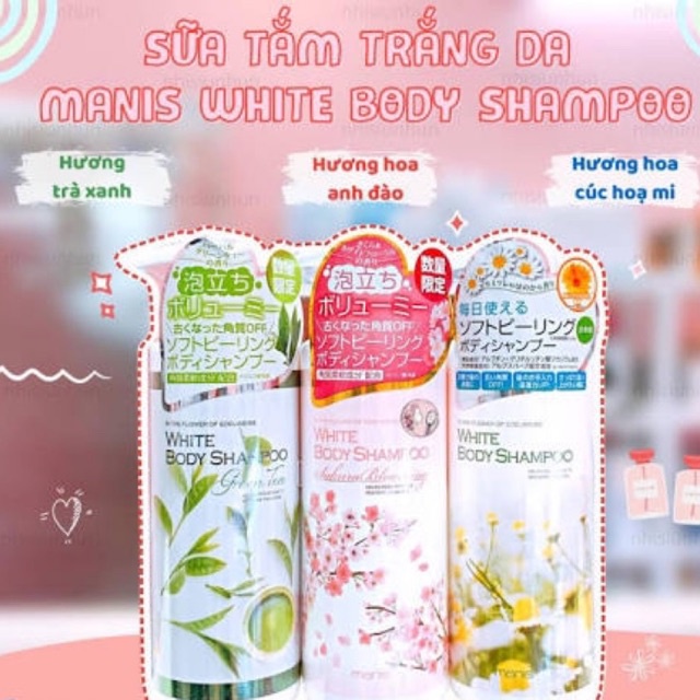 Sữa tắm trắng da cấp ẩm Mains White body shampoo Nhật Bản 450ml