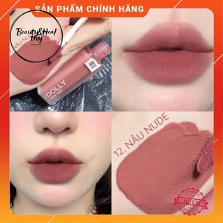 Son kem lì Dolly super matte không chì mềm môi tont tây màu số 12 Nâu tây_Nâu nude