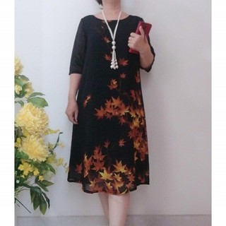Váy Đầm Trung Niên - Vải Voan Sang Trọng Form Chữ A Che Bụng - Có Size 50Kg Đến 80Kg.