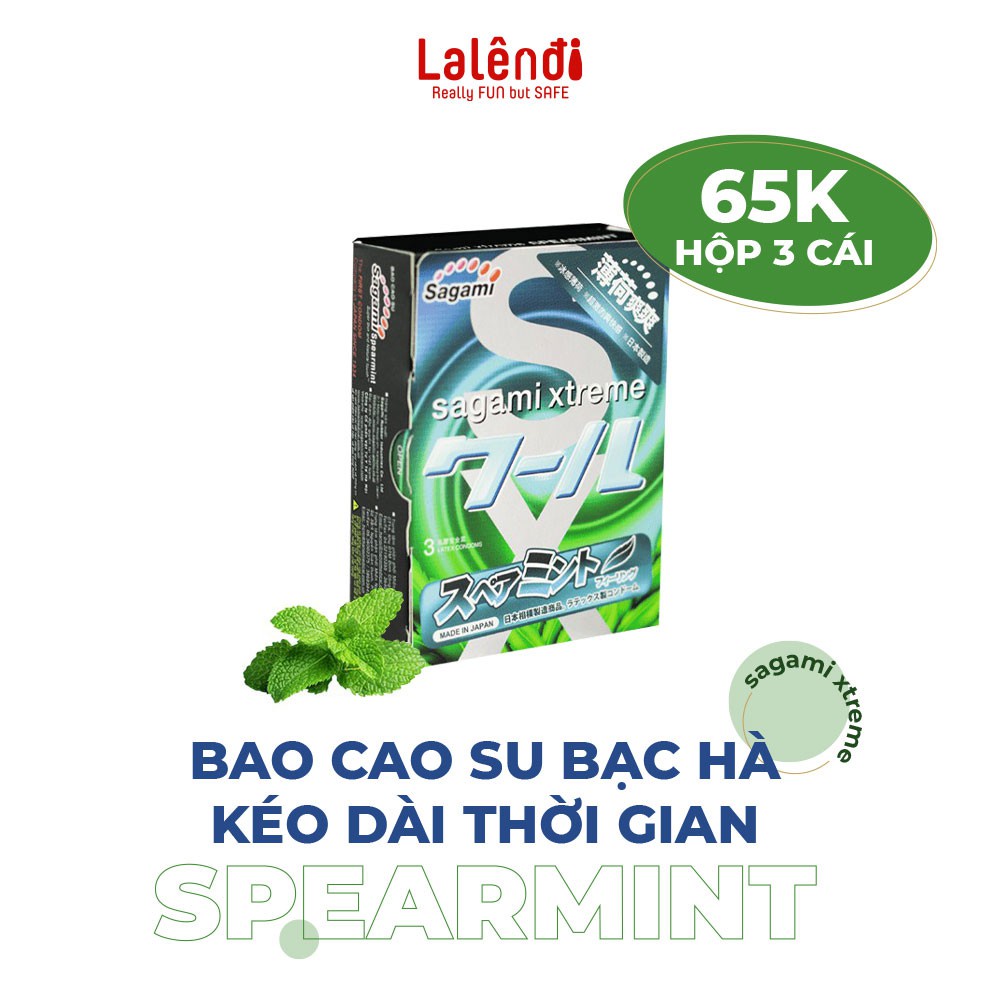 Bao cao su Bạc hà Sagami XTreme Spearmint 0.03mm Nhật Bản siêu mỏng kéo dài thời gian (3 bao/hộp) | Lalendi Store