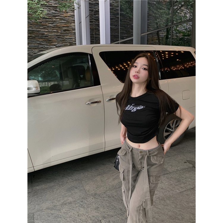 Cocory vn Áo Thun Tay Ngắn Dáng Ôm In Họa Tiết Thời Trang Mùa Hè Quyến Rũ Cho Nữ