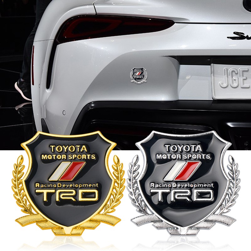 Set 2 logo Kim Loại 3D Dán Xe Toyota TRD