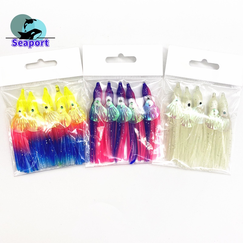 Mồi Câu Cá Giả Hình Bạch Tuộc Màu Dạ Quang Mềm 2.7inch