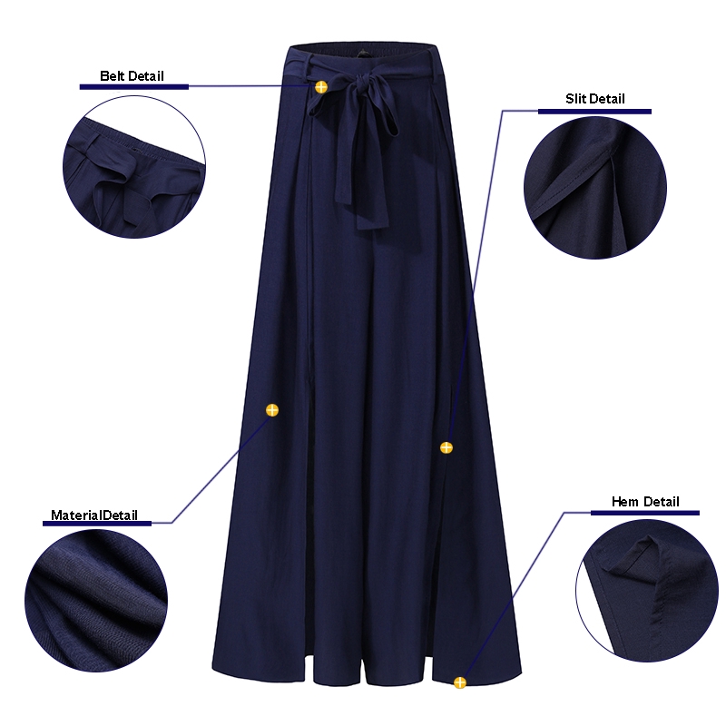 ZANZEA Quần dài kéo eo cao ống rộng thời trang dành cho nữ | BigBuy360 - bigbuy360.vn