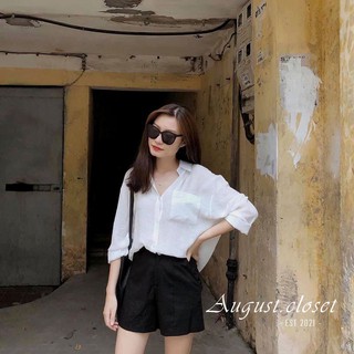 Áo sơ mi nữ trắng đũi tơ- Form rộng - [Ảnh video thật] phong cách Ulzzang Hàn Quốc - Mix đồ cực xinh