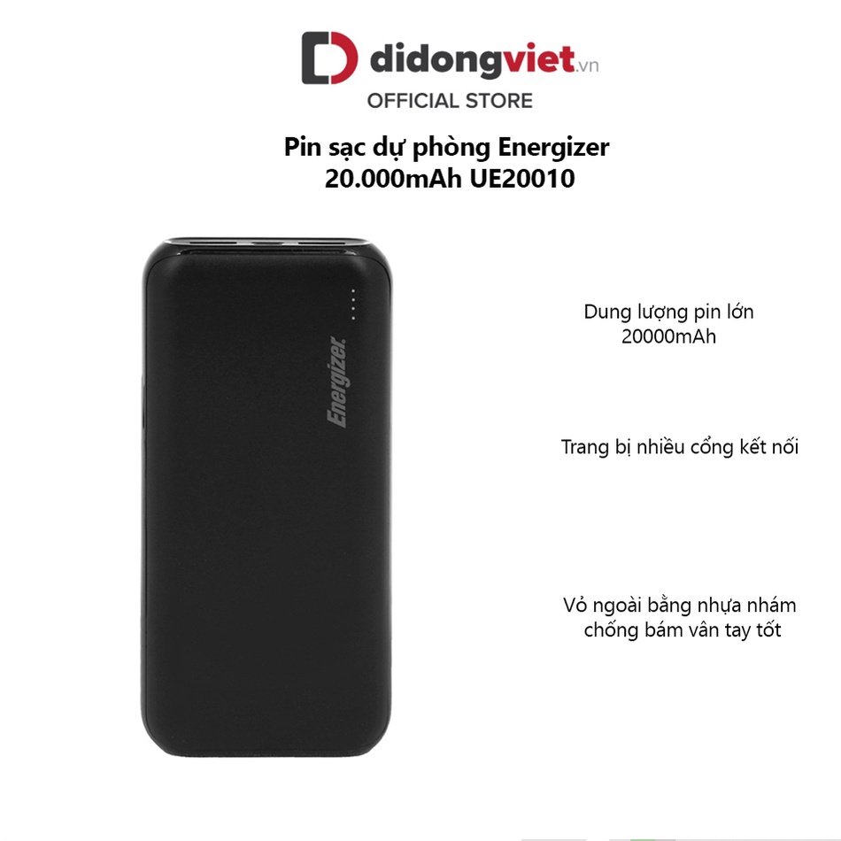Pin sạc dự phòng Energizer 20.000mAh /3.7V Li-Polymer UE20010