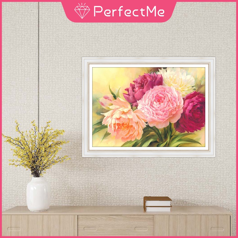 Bộ Tranh Đính Đá DIY Hình Hoa Mẫu Đơn 30x40cm Để Trang Trí Nhà