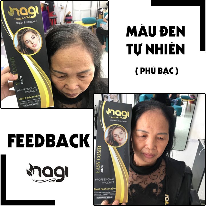 Dầu gội phủ bạc Nagi, dầu gội thảo dược nhuộm đen, nhuộm màu tự nhiên an toàn 400ml