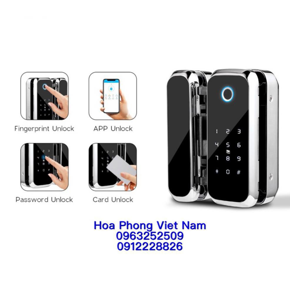 **sale--Khoá cửa vân tay thông minh APP TTLock Tiếng việt điều khiển từ xa trên điện thoại, lắp cho Cửa kính cường lực