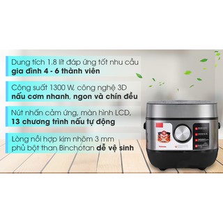 Nồi cơm cao tần Toshiba 1.8 lít RC-18IX1PV (Mẫu trưng bày mới 98% không thùng)