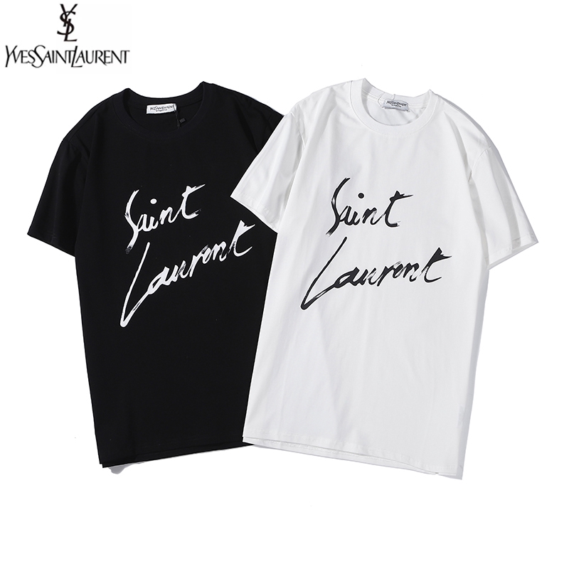 Áo thun tay ngắn in chữ Ysl thời trang cho cặp đôi
