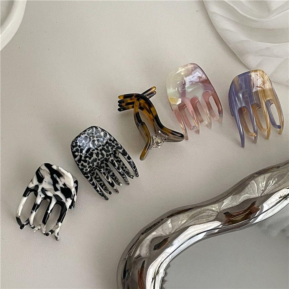 Kẹp Tóc Càng Cua Nhỏ Bằng Acrylic Họa Tiết Da Báo Lấp Lánh Phong Cách Hàn Quốc Thanh Lịch Cho Nữ