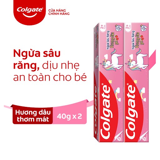 [Mã FMCGCOL4 giảm 8% đơn 250K] Combo 2 kem đánh răng trẻ em kỳ lân Unicorn hương dâu 40g