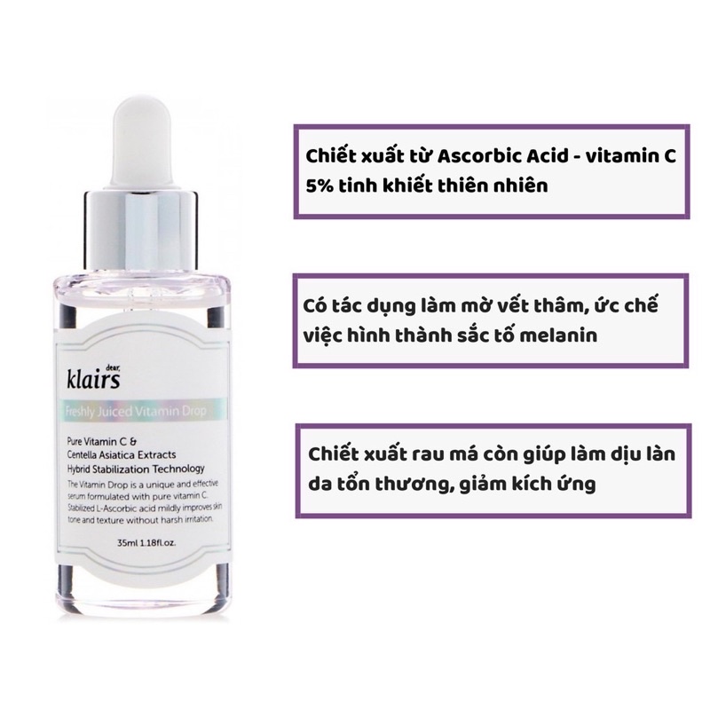 Combo 2 Chai Serum Vitamin C Klairs Freshly Juiced Vitamin Drop 35ml